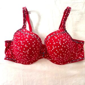 NWOT Cacique Red Polka Dot T-Shirt Bra SZ 44C